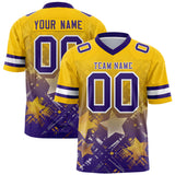 Custom Gold Purple Personalized Star Gradient Authentic Football Jersey