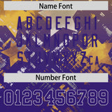 Custom Gold Purple Personalized Star Gradient Authentic Football Jersey