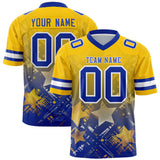 Custom Gold Royal Personalized Star Gradient Authentic Football Jersey