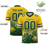 Custom Gold Green Personalized Star Gradient Authentic Football Jersey