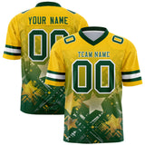 Custom Gold Green Personalized Star Gradient Authentic Football Jersey