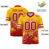 Custom Gold Red Personalized Star Gradient Authentic Football Jersey