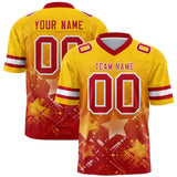 Custom Gold Red Personalized Star Gradient Authentic Football Jersey