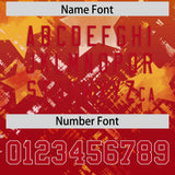 Custom Gold Red Personalized Star Gradient Authentic Football Jersey