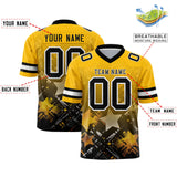 Custom Yellow Black Personalized Star Gradient Authentic Football Jersey