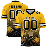 Custom Yellow Black Personalized Star Gradient Authentic Football Jersey