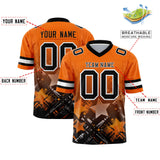 Custom Orange Black Personalized Star Gradient Authentic Football Jersey