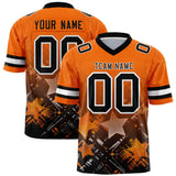 Custom Orange Black Personalized Star Gradient Authentic Football Jersey