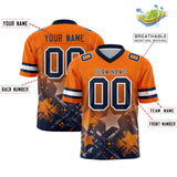 Custom Orange Navy Personalized Star Gradient Authentic Football Jersey