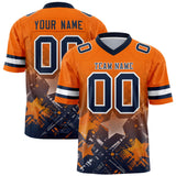 Custom Orange Navy Personalized Star Gradient Authentic Football Jersey