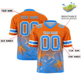 Custom Orange Light Blue Personalized Star Gradient Authentic Football Jersey