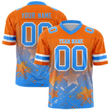 Custom Orange Light Blue Personalized Star Gradient Authentic Football Jersey