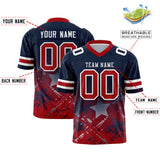 Custom Navy Red Personalized Star Gradient Authentic Football Jersey