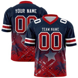Custom Navy Red Personalized Star Gradient Authentic Football Jersey