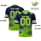 Custom Navy Neon Green Personalized Star Gradient Authentic Football Jersey
