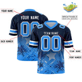 Custom Navy Light Blue Personalized Star Gradient Authentic Football Jersey