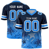 Custom Navy Light Blue Personalized Star Gradient Authentic Football Jersey