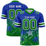 Custom Royal Kelly Green Personalized Star Gradient Authentic Football Jersey