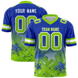 Custom Royal Neon Green Personalized Star Gradient Authentic Football Jersey