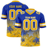 Custom Royal Yellow Personalized Star Gradient Authentic Football Jersey