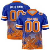 Custom Royal Orange Personalized Star Gradient Authentic Football Jersey