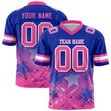 Custom Royal Pink Personalized Star Gradient Authentic Football Jersey