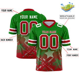 Custom Kelly Green Red Personalized Star Gradient Authentic Football Jersey