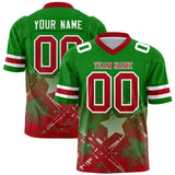 Custom Kelly Green Red Personalized Star Gradient Authentic Football Jersey