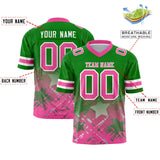 Custom Kelly Green Pink Personalized Star Gradient Authentic Football Jersey