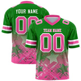 Custom Kelly Green Pink Personalized Star Gradient Authentic Football Jersey