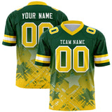 Custom Green Gold Personalized Star Gradient Authentic Football Jersey