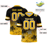 Custom Black Yellow Personalized Star Gradient Authentic Football Jersey
