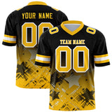 Custom Black Yellow Personalized Star Gradient Authentic Football Jersey