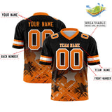 Custom Black Orange Personalized Star Gradient Authentic Football Jersey