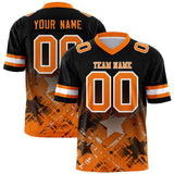 Custom Black Orange Personalized Star Gradient Authentic Football Jersey