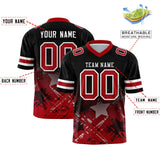 Custom Black Red Personalized Star Gradient Authentic Football Jersey