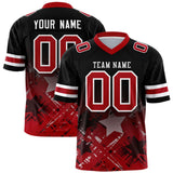 Custom Black Red Personalized Star Gradient Authentic Football Jersey