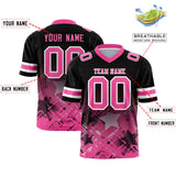 Custom Black Pink Personalized Star Gradient Authentic Football Jersey