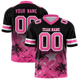 Custom Black Pink Personalized Star Gradient Authentic Football Jersey