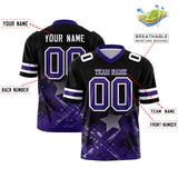 Custom Black Purple Personalized Star Gradient Authentic Football Jersey