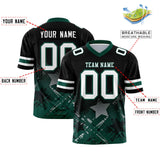 Custom Black Midnight Green Personalized Star Gradient Authentic Football Jersey