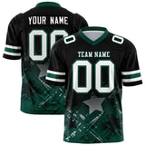 Custom Black Midnight Green Personalized Star Gradient Authentic Football Jersey