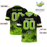 Custom Black Neon Green Personalized Star Gradient Authentic Football Jersey
