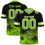 Custom Black Neon Green Personalized Star Gradient Authentic Football Jersey