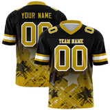 Custom Black Old Gold Personalized Star Gradient Authentic Football Jersey