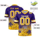 Custom Purple Yellow Personalized Star Gradient Authentic Football Jersey