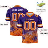 Custom Purple Orange Personalized Star Gradient Authentic Football Jersey