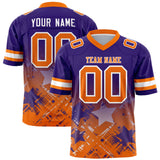 Custom Purple Orange Personalized Star Gradient Authentic Football Jersey