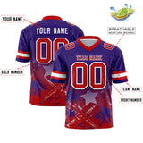 Custom Purple Red Personalized Star Gradient Authentic Football Jersey