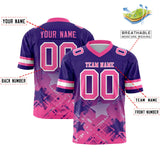 Custom Purple Pink Personalized Star Gradient Authentic Football Jersey